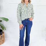 Naomi Painted Trillium Olive Top Mary Square