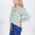 Naomi Painted Trillium Olive Top Mary Square