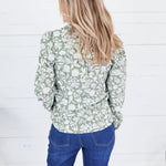 Naomi Painted Trillium Olive Top Mary Square