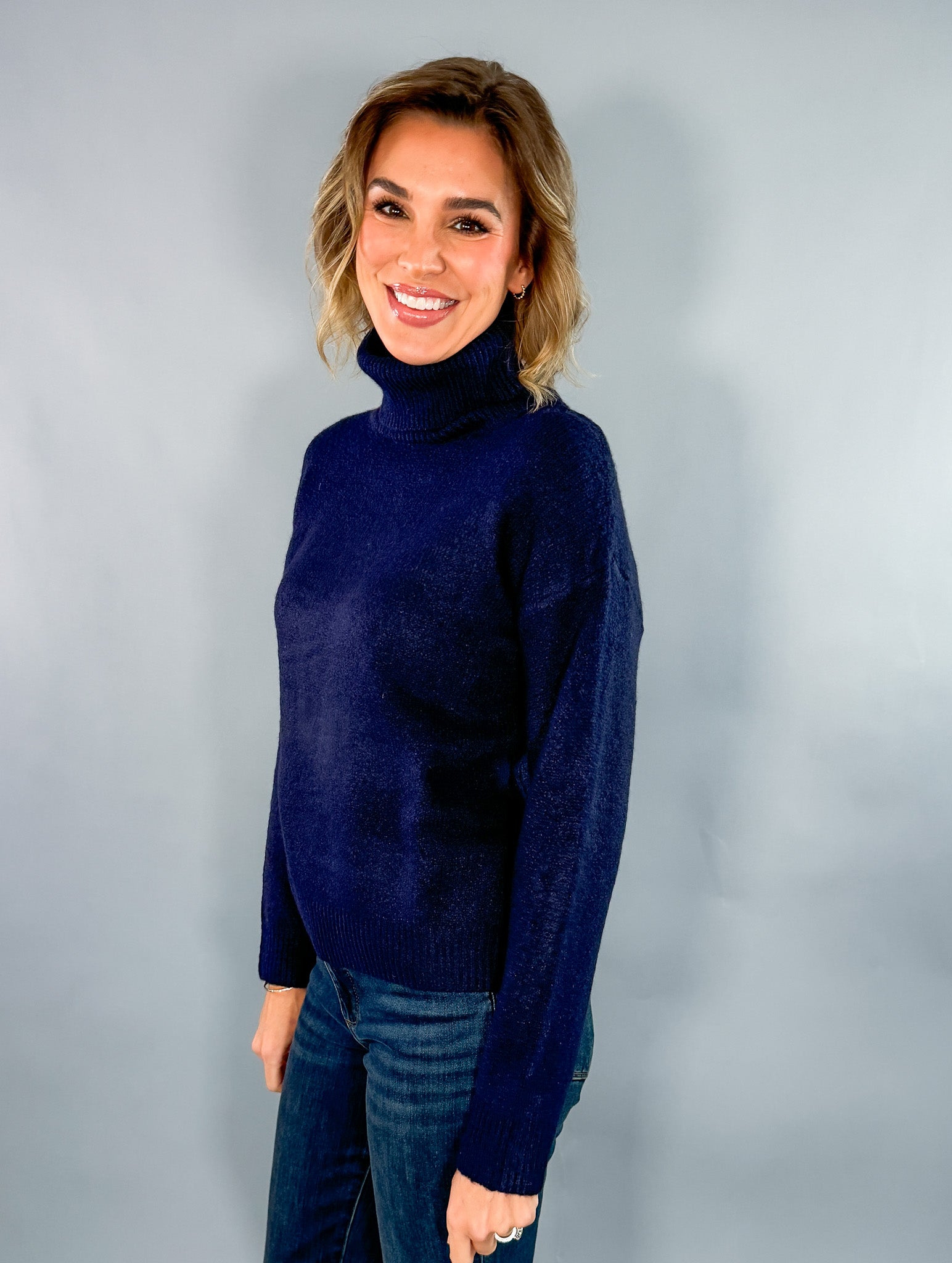 Nation Navy Turtleneck Sweater Molly Bracken