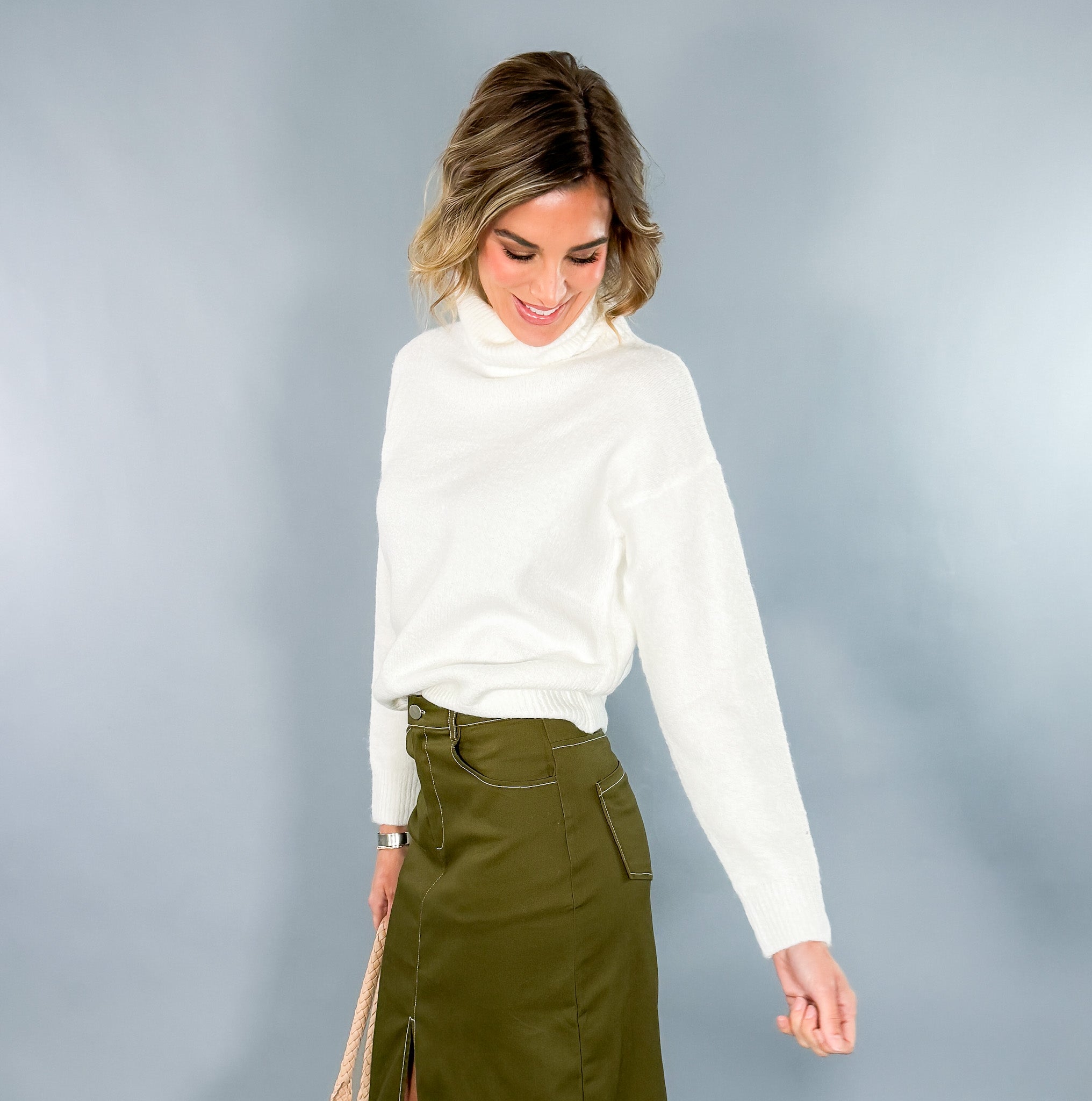 Nation White Turtleneck Sweater Molly Bracken