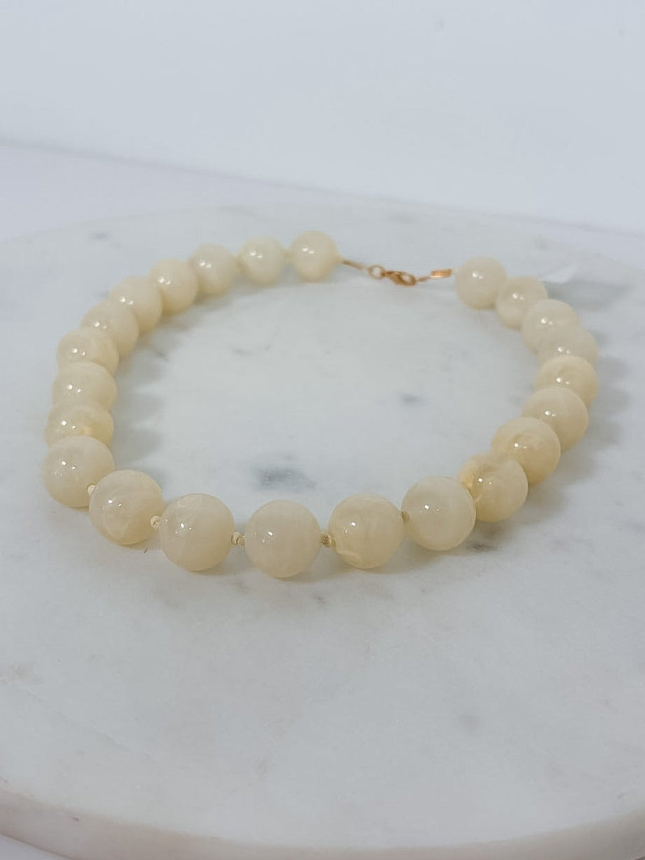 Natural Cream Stone Agate Necklace