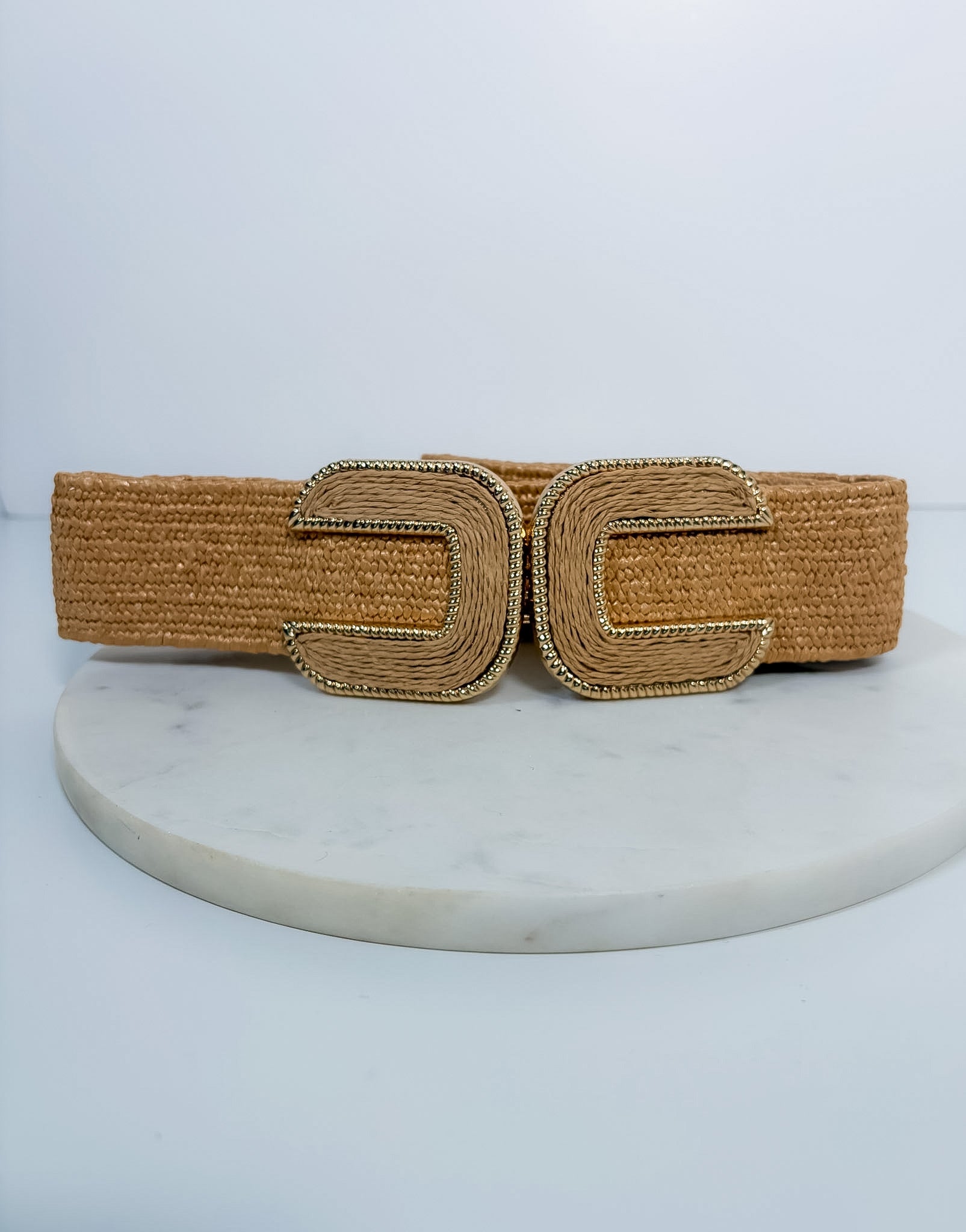 Natural Raffia Stretch Belt