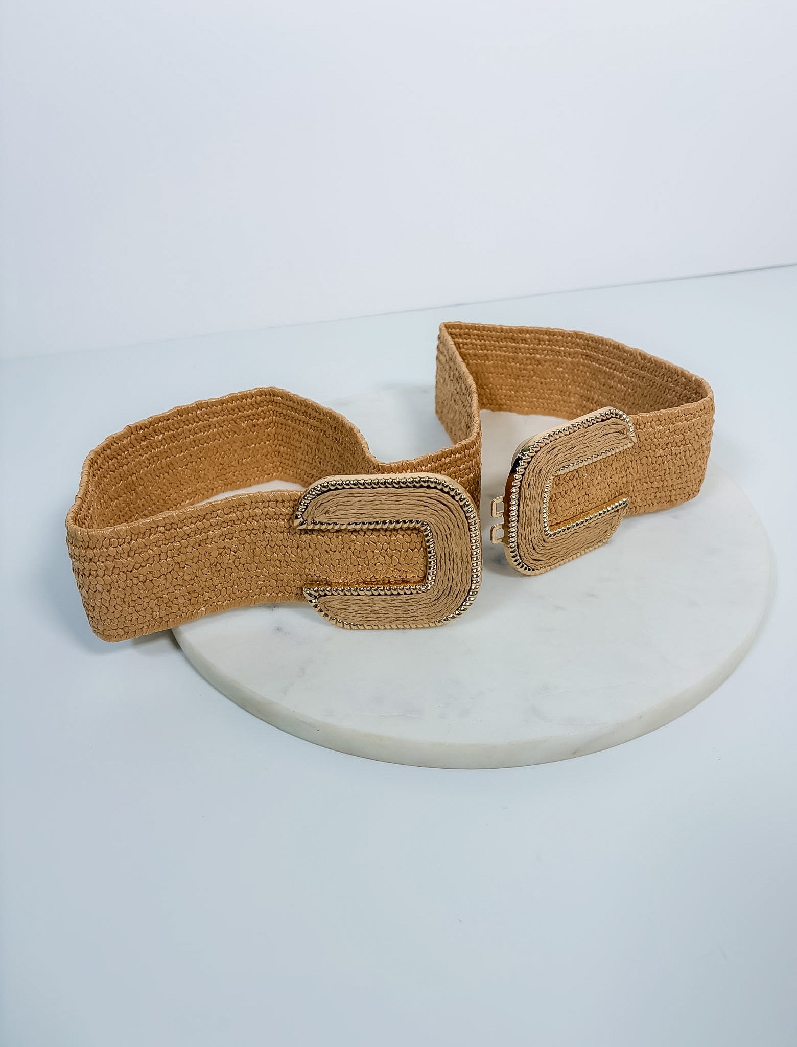 Natural Raffia Stretch Belt