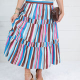 Neapolitan Stripe Tiered Maxi Skirt TCEC