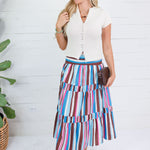 Neapolitan Stripe Tiered Maxi Skirt TCEC