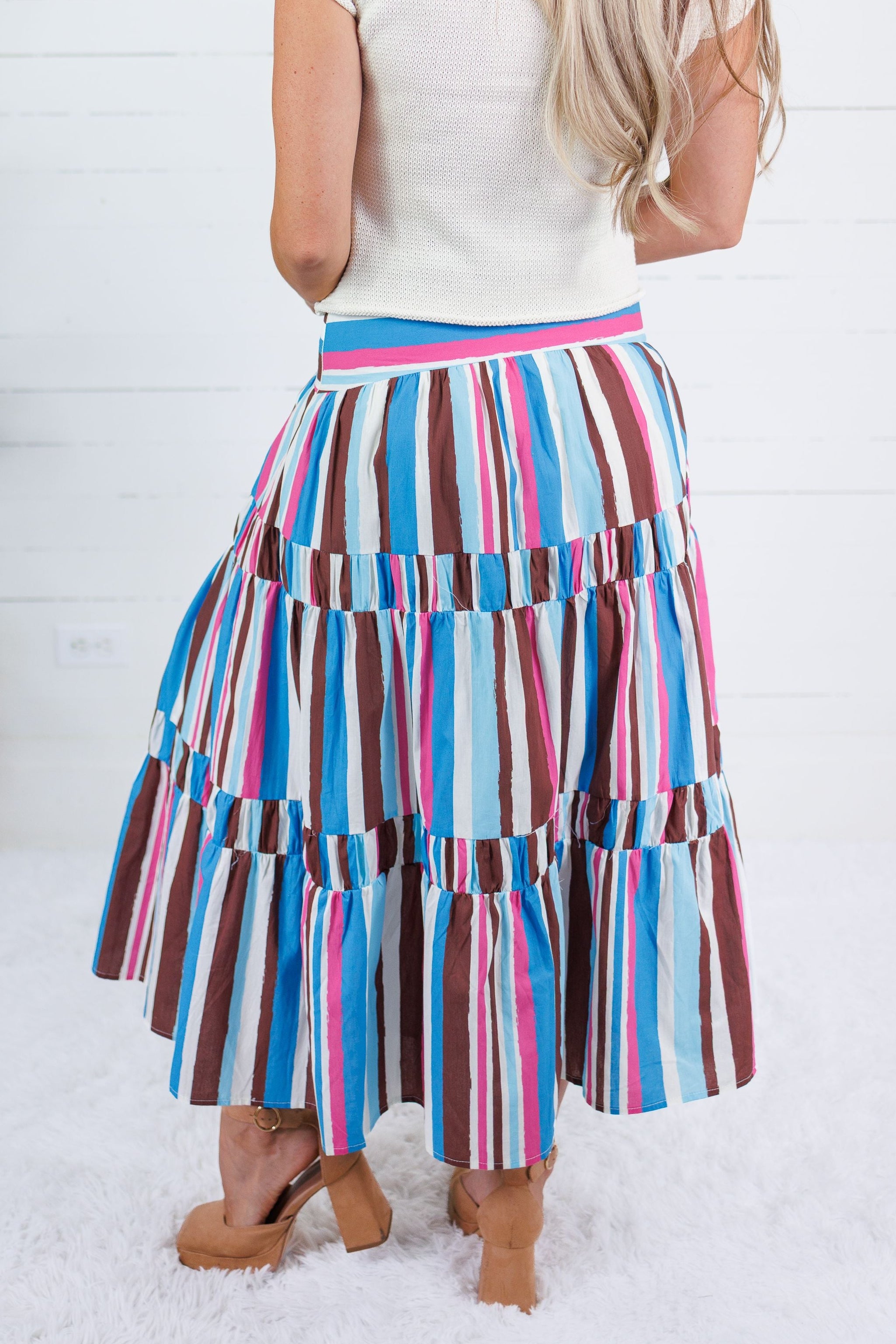 Neapolitan Stripe Tiered Maxi Skirt TCEC