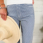 Neely Navy Gingham Wide Leg Jean Just Black Denim