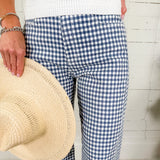 Neely Navy Gingham Wide Leg Jean Just Black Denim