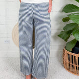Neely Navy Gingham Wide Leg Jean Just Black Denim