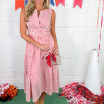 Neely Red Stripe Midi Dress