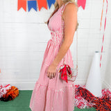 Neely Red Stripe Midi Dress