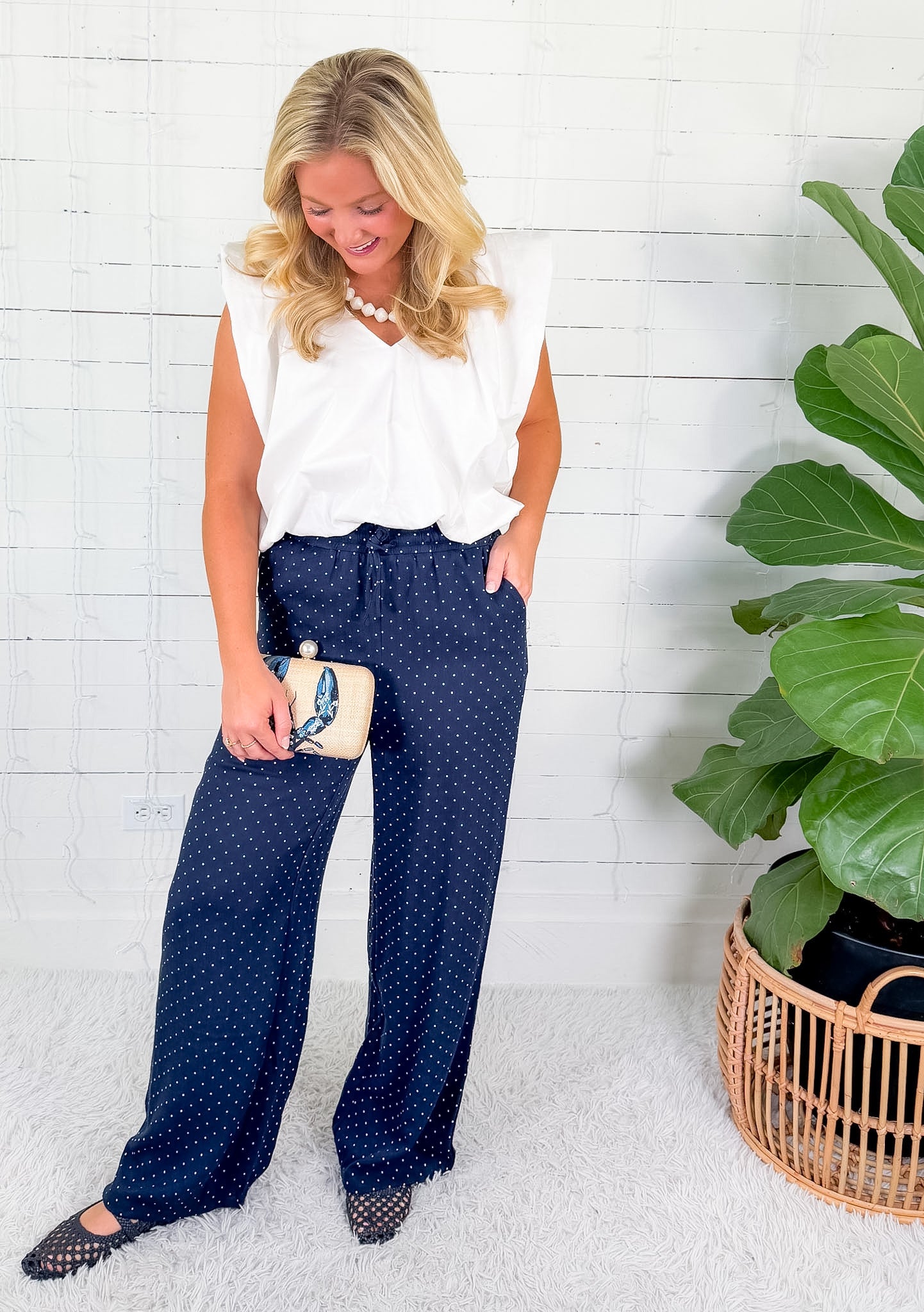 Nelda Navy Polka Dot Pants Molly Bracken