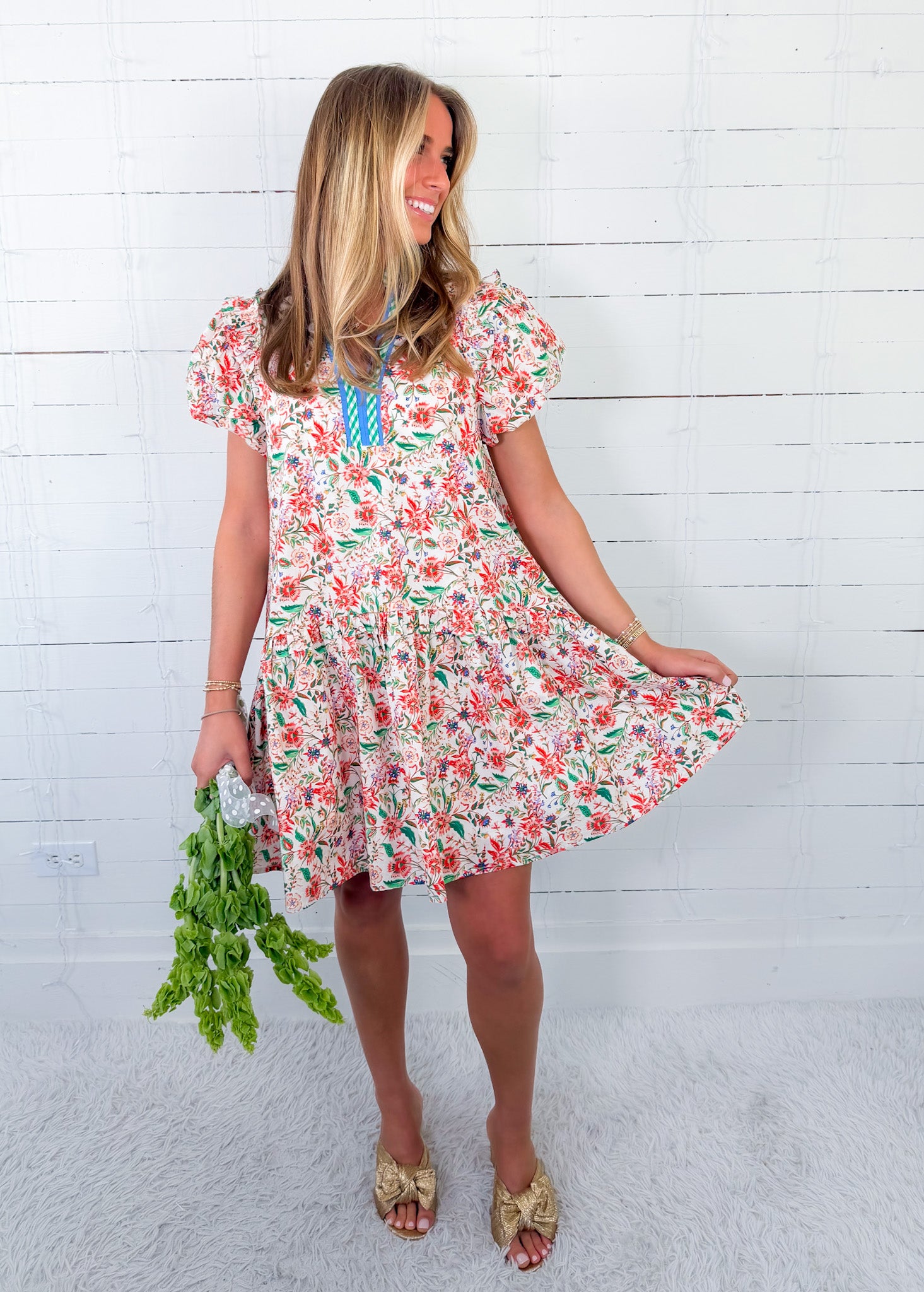 Nell Orange Sherbet Floral Mini Dress Entro