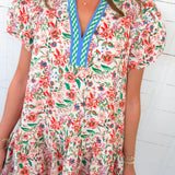 Nell Orange Sherbet Floral Mini Dress Entro