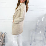 Nelson Cream + Sand Diagonal Stripe Knit Coat FATE
