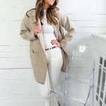 Nelson Cream + Sand Diagonal Stripe Knit Coat FATE