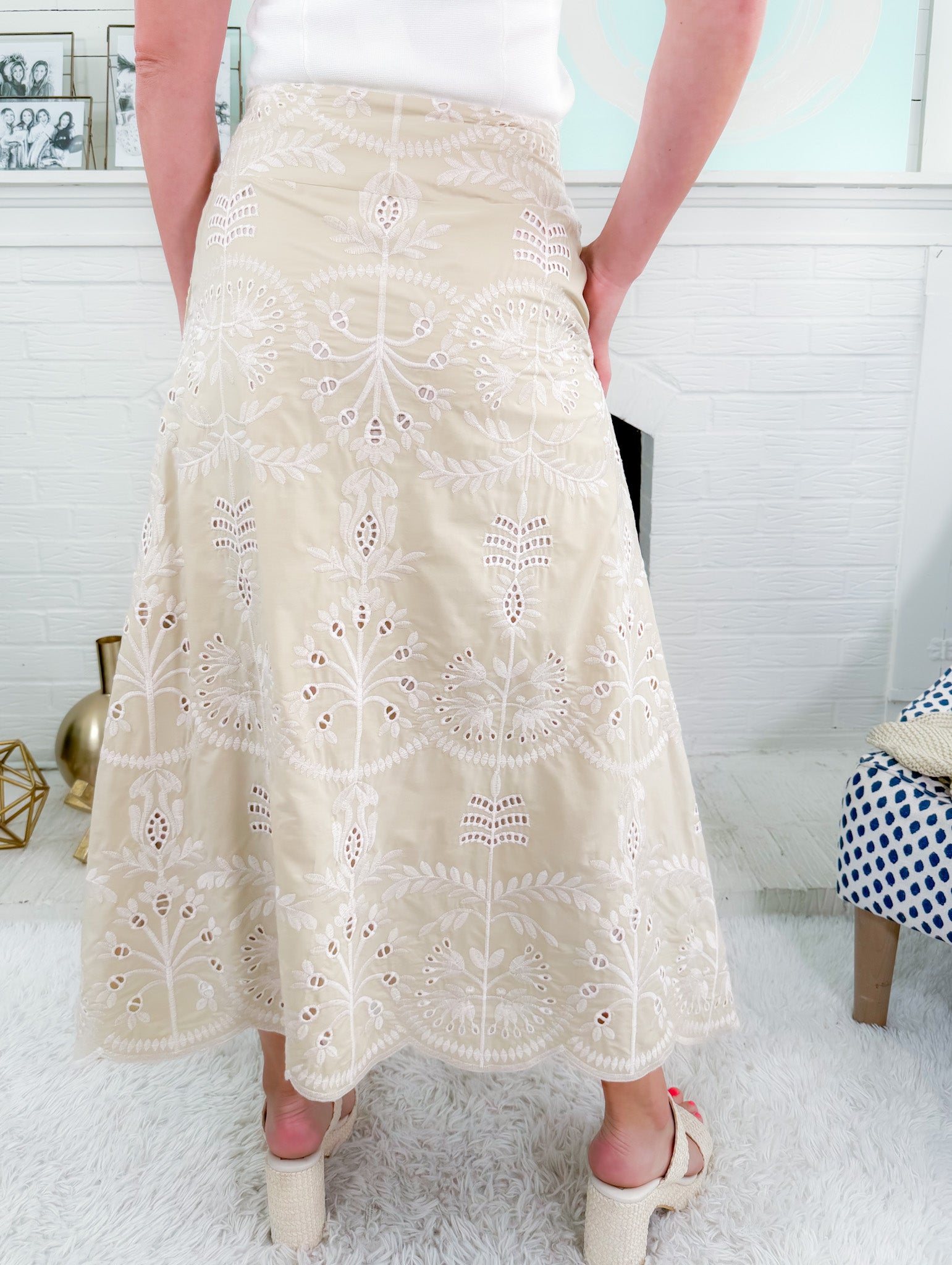 Neva Cobbleston Eyelet Maxi Skirt SEDGE