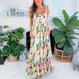 Neville Sunrise Print Tie Strap Sun Dress THML