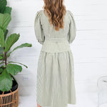 Neville Olive Striped Maxi Shirt Dress Entro