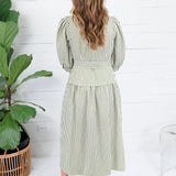 Neville Olive Striped Maxi Shirt Dress Entro