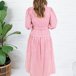Neville Red Striped Maxi Shirt Dress Entro