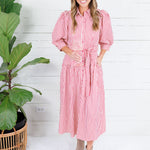 Neville Red Striped Maxi Shirt Dress Entro