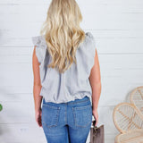 Benny Blue + Latte Stripe Bubble Hem Top