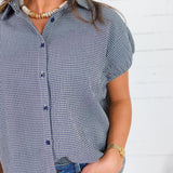 Olly Navy Micro Plaid Top