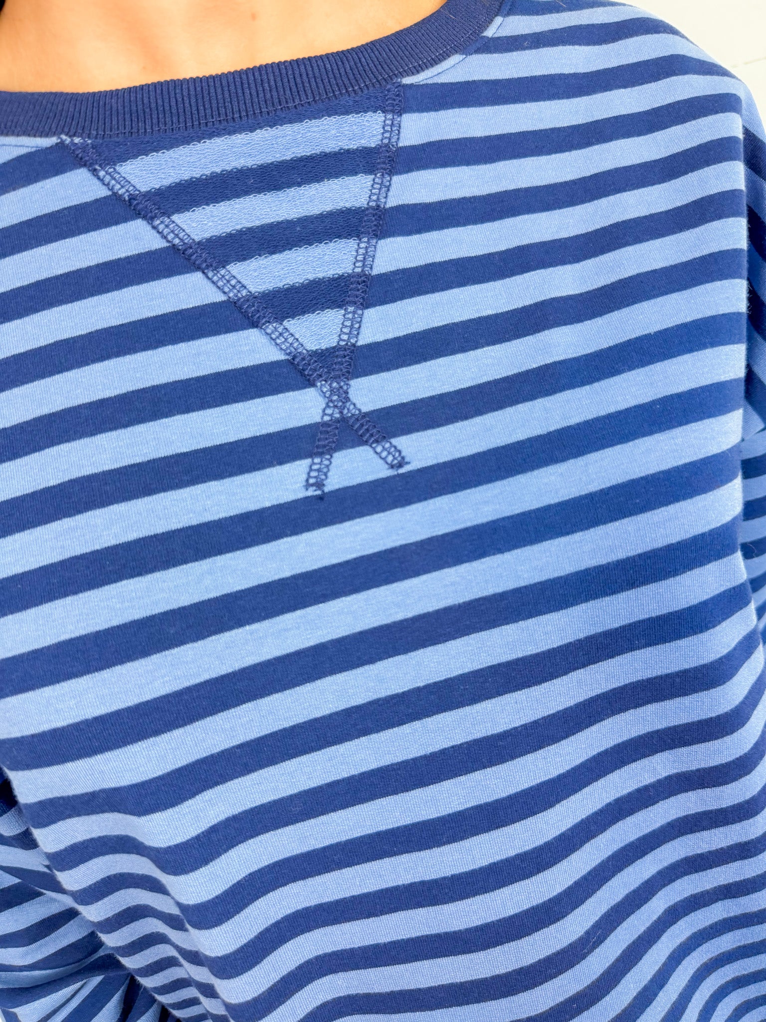 Nicholas Navy + Storm Striped Oversized Knit Top Day and Moon