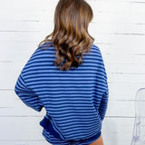 Nicholas Navy + Storm Striped Oversized Knit Top Day and Moon