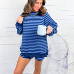 Nicholas Navy + Storm Striped Oversized Knit Top Day and Moon