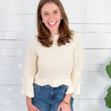 Nina Coconut Milk Crochet Sweater Elizabeth James the Label