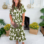 Nita Olive Geometric Waisted Maxi Dress THML
