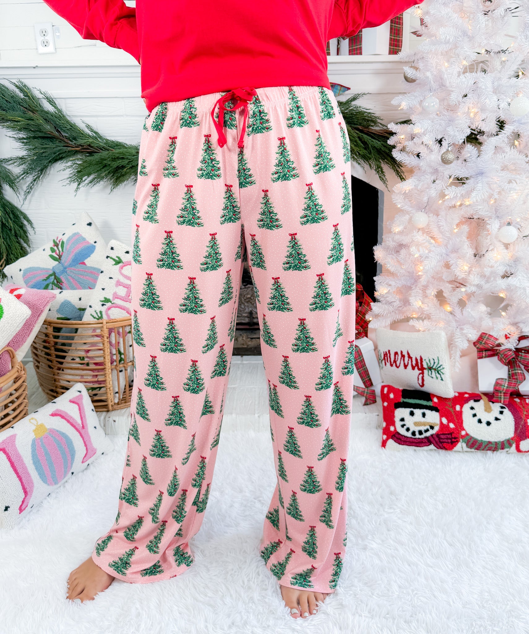 Noelle Tree Light Pink Pajama Pants the Royal Standard