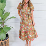 Nola Cinnamon Brown Floral Maxi Dress Entro