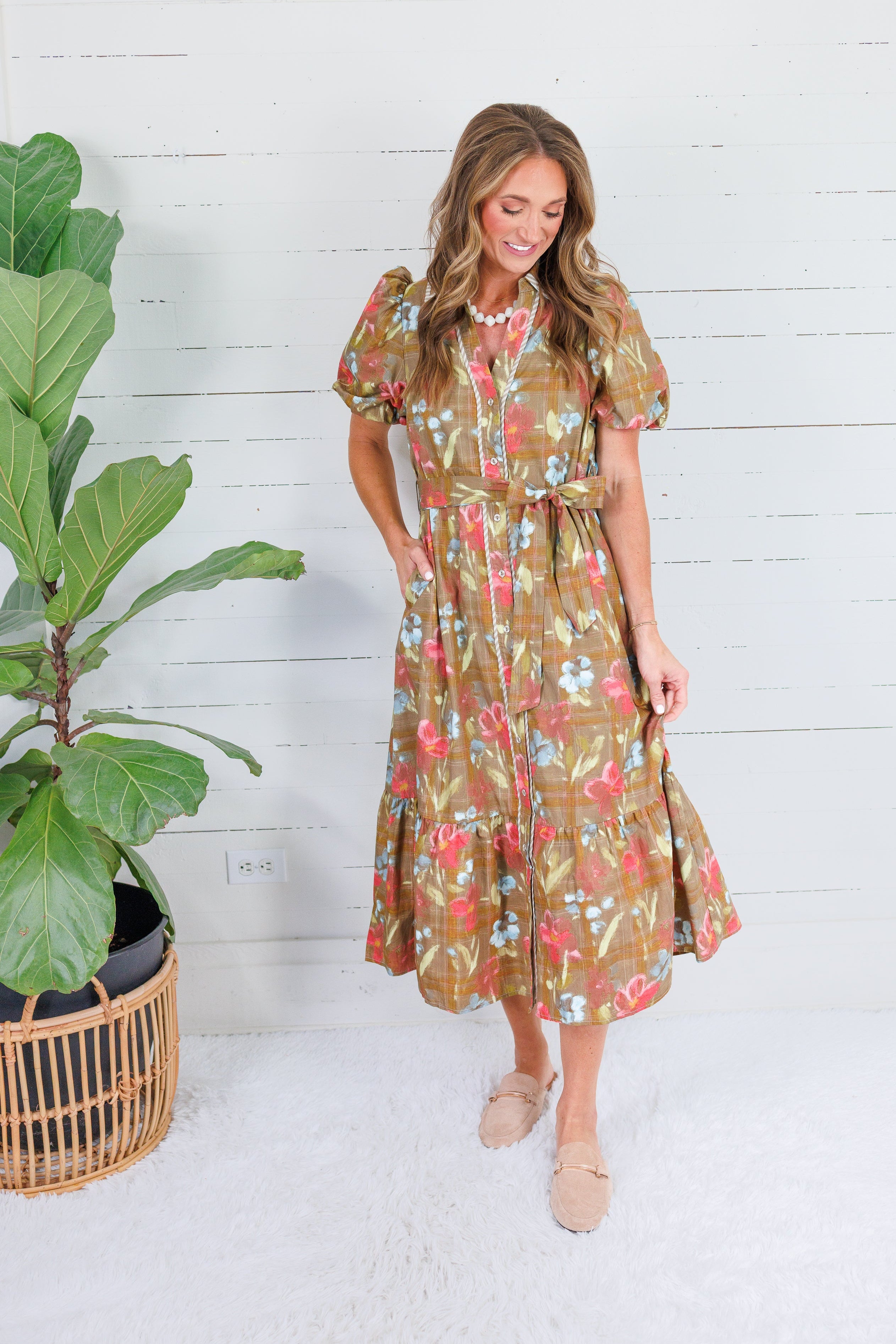 Nola Cinnamon Brown Floral Maxi Dress Entro