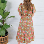 Nola Cinnamon Brown Floral Maxi Dress Entro