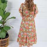 Nola Cinnamon Brown Floral Maxi Dress Entro