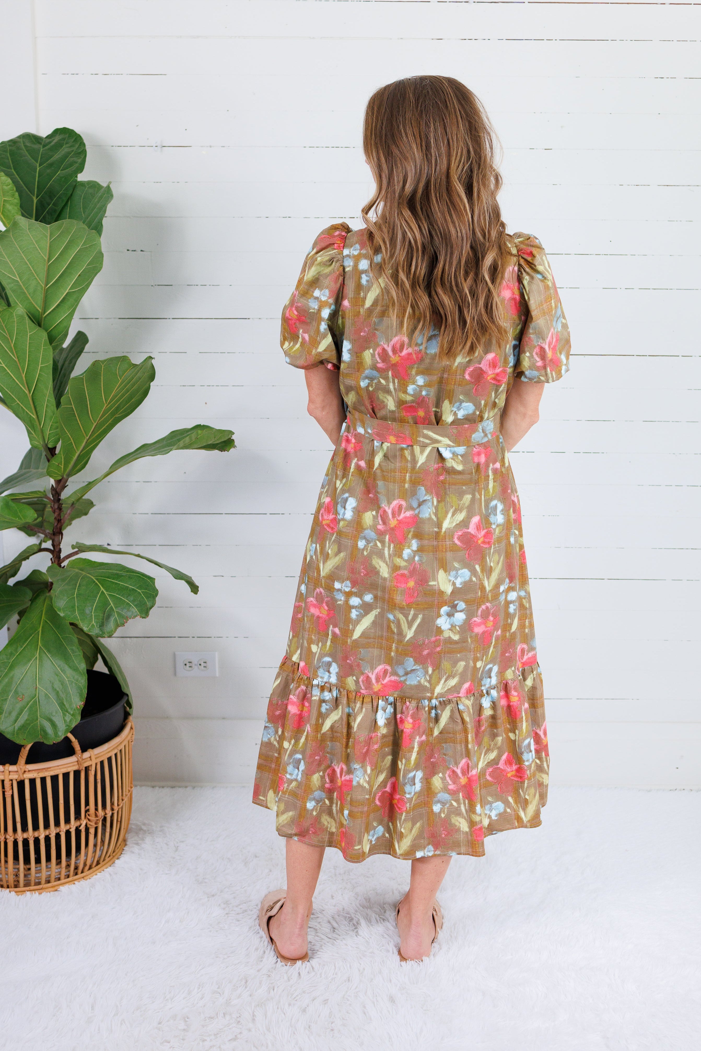 Nola Cinnamon Brown Floral Maxi Dress Entro