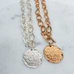 Nomad Glow Front Toggle Hammered Disc Necklace