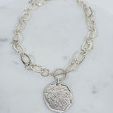 Nomad Glow Front Toggle Hammered Disc Necklace Silver