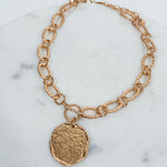 Nomad Glow Front Toggle Hammered Disc Necklace Gold