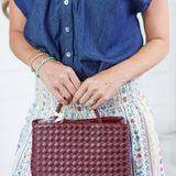 Nova Cherry Hand Woven Top Handle Bag