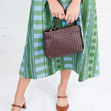 Nova Chocolate Hand Woven Top Handle Bag
