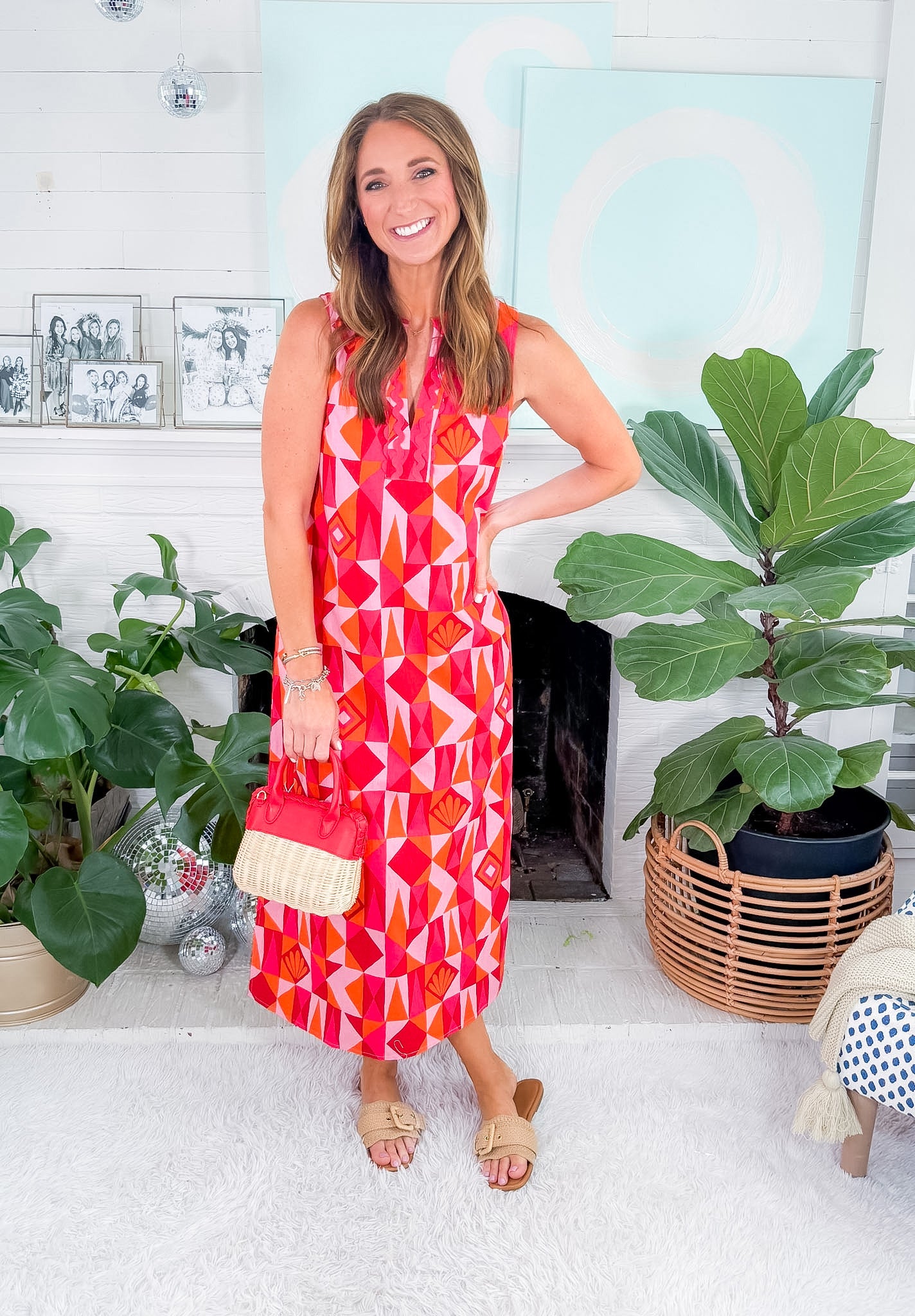 Ocean View Pink Crush Mosaic Long Tunic Dress Printfresh