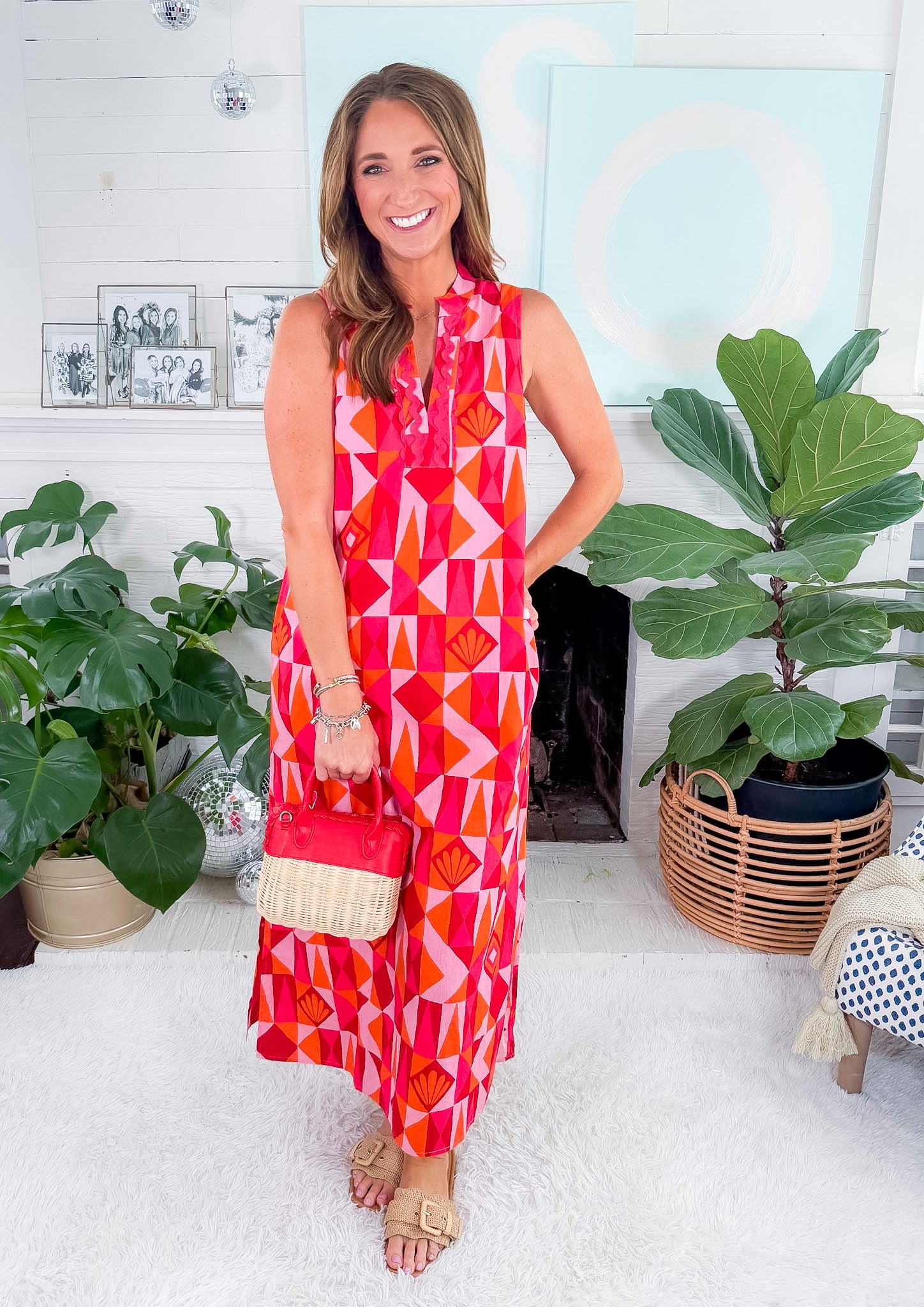 Ocean View Pink Crush Mosaic Long Tunic Dress Printfresh