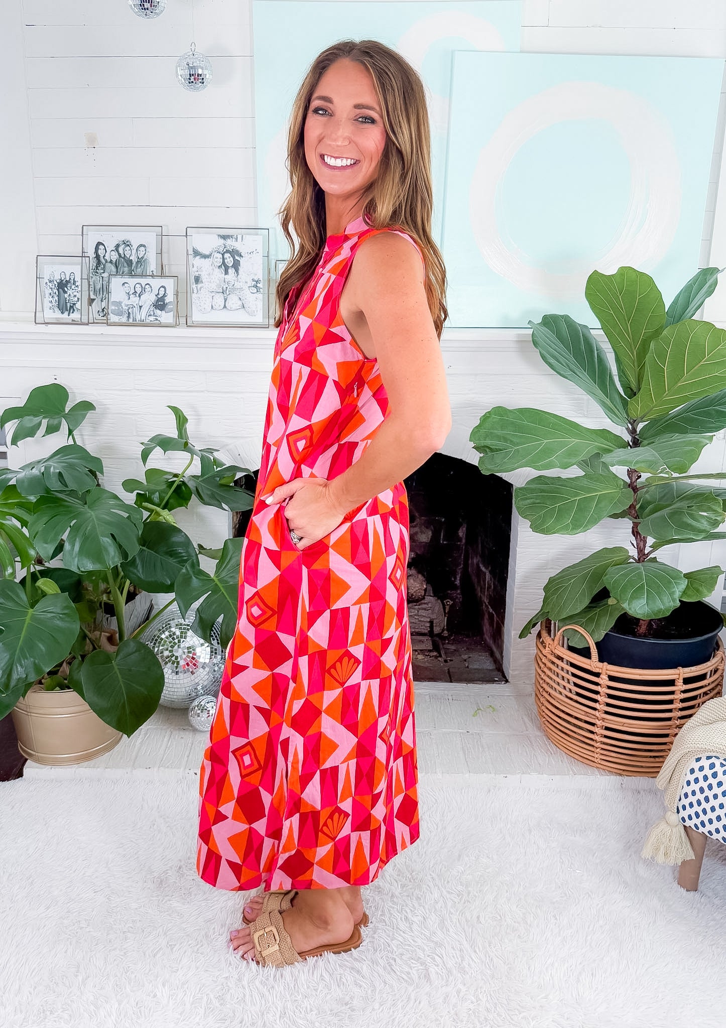 Ocean View Pink Crush Mosaic Long Tunic Dress Printfresh