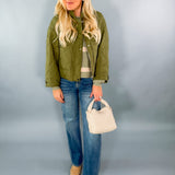 Olive Padded Cropped Jacket Molly Bracken