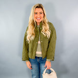 Olive Padded Cropped Jacket Molly Bracken